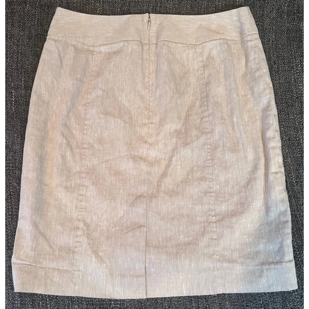 Halogen Womens Linen Blend Pencil Skirt Beige Size 8 Professional HA274781